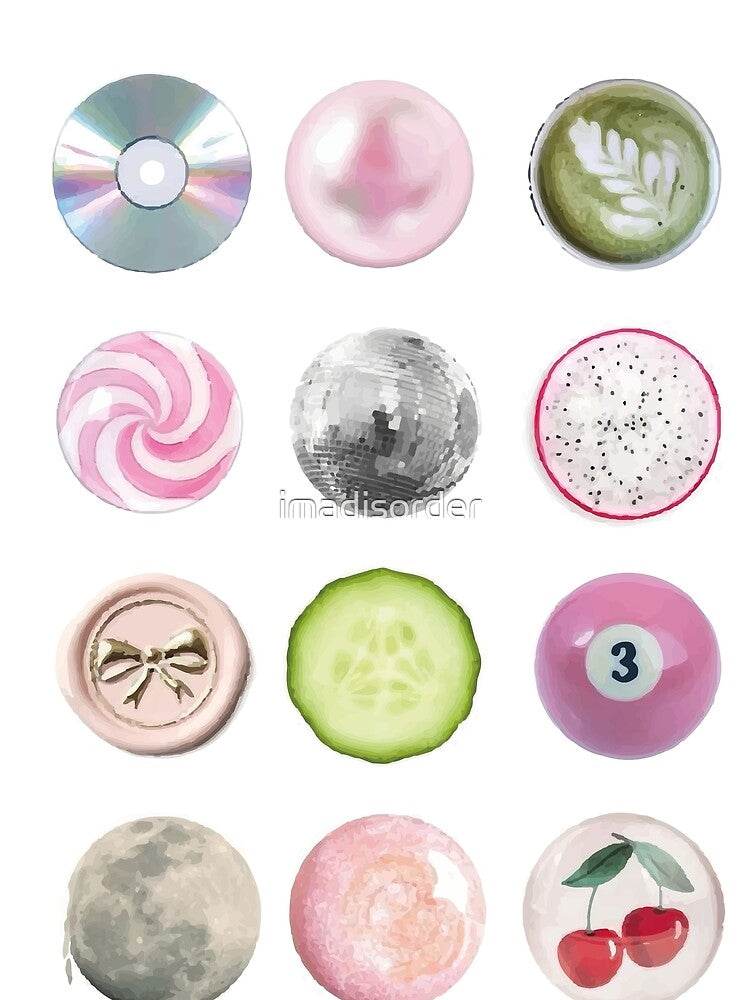 Pink-green pack of round objets by imadisorder