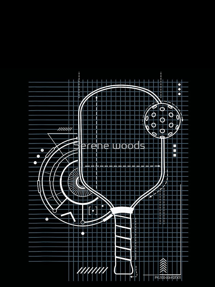 Vintage Pickleball Paddle Ball Blueprint Retro Technical Court Sports Aesthetic Tee by Serene woods