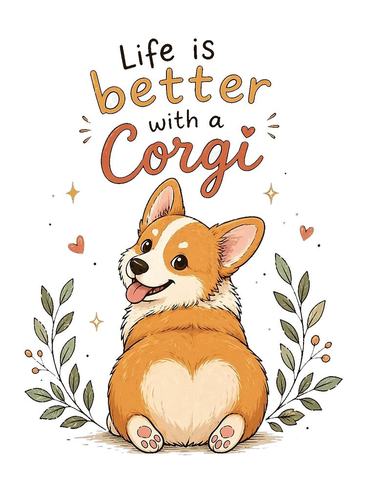 Life Is Better With a Corgi – Cute Dog Illustration by InkWanderStudio