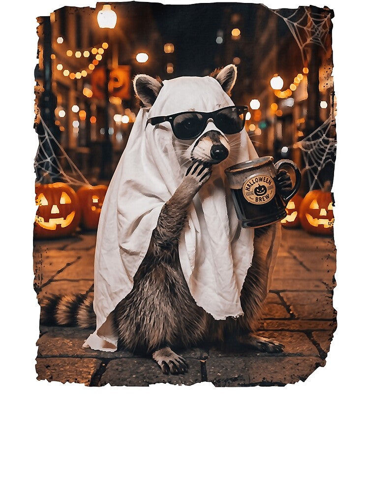 Funny Ghost Raccoon Halloween Iced Coffee Spooky Season by IvanZimmerman