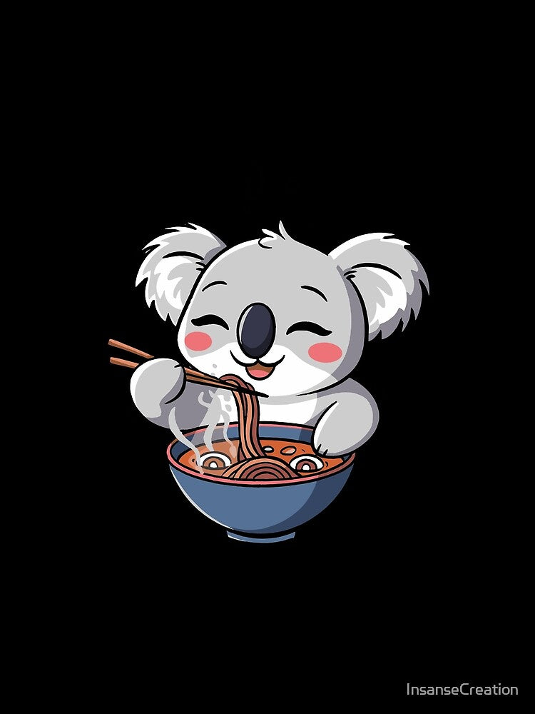 Cute Koala Eating Noodles Cartoon by InsanseCreation