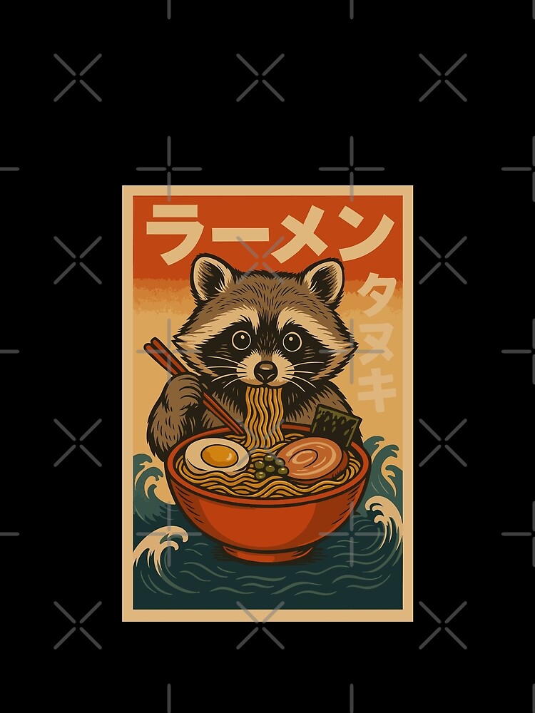 Raccoon Ramen Noodles – Cute Japanese Retro Vintage Style Graphic by Damcoc