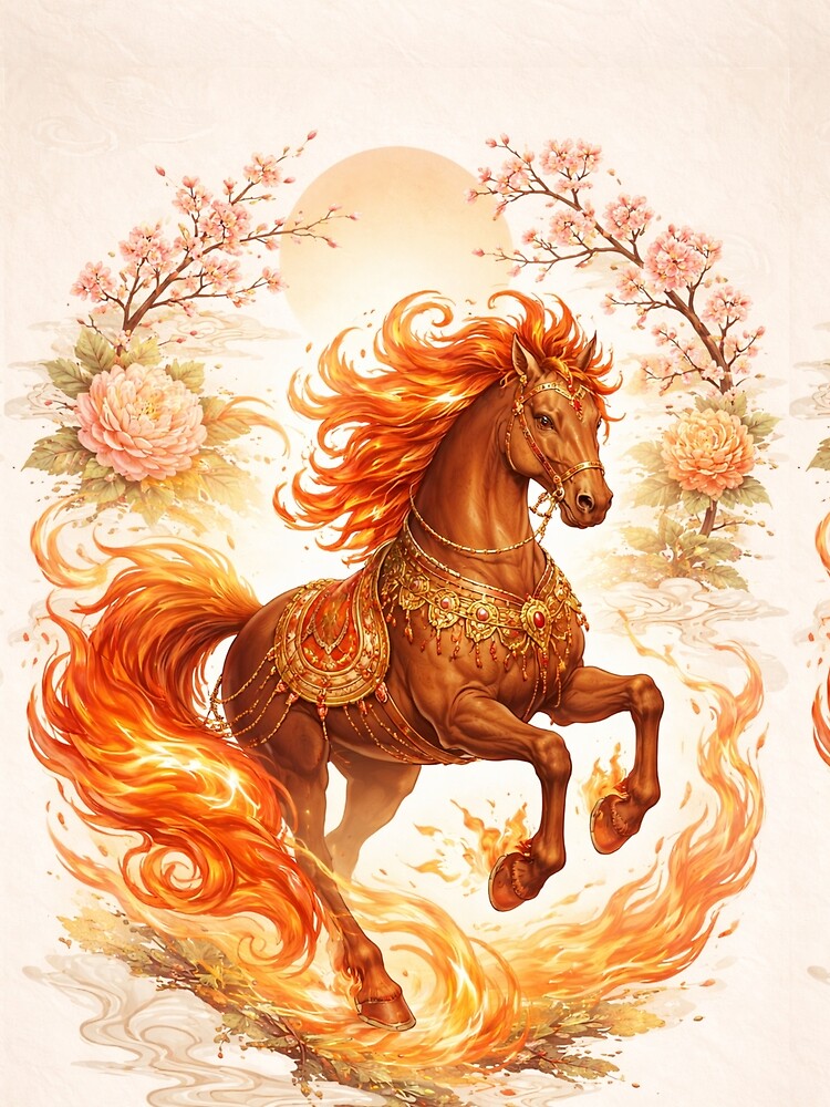 2026 Flaming Horse – Fire Zodiac Cherry Blossom by PunchDrop