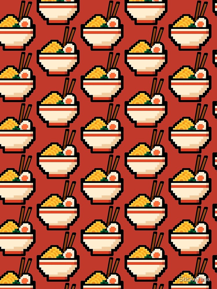 Pixel Ramen Bowl Retro 8 Bit Noodles by StickaTime