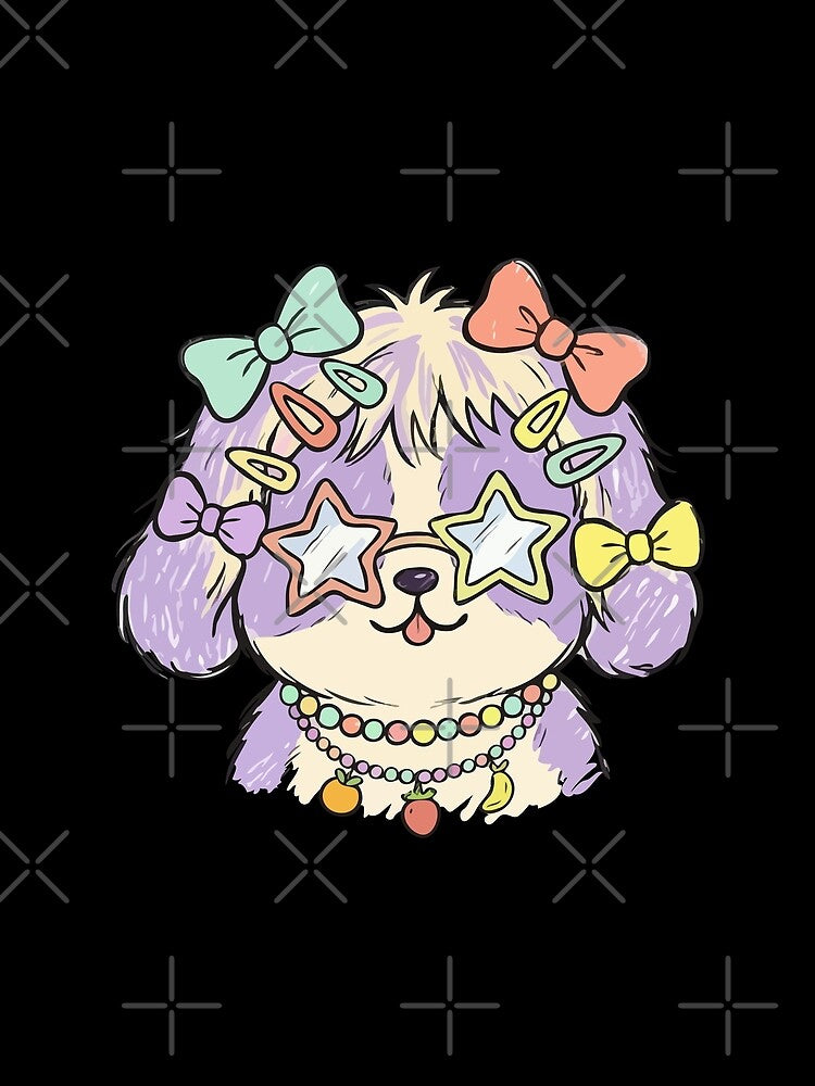 Lavender Pastel Puppy Star Glasses by Emegan Print Art