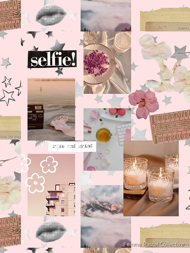 Baby Pink Floral Collage Y2K by Femme Pastel Collective