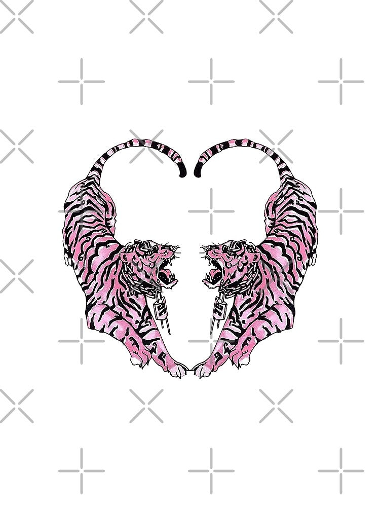 Vintage Pink Tiger Heart Tattoo Edgy Streetwear by Krasnovaovaova