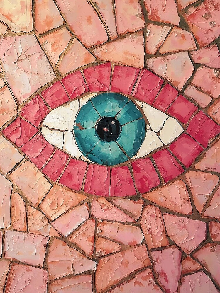 Evil Eye Art : Boho Spiritual Protection Design, Oil Paint Texture Aesthetic by Veryniq