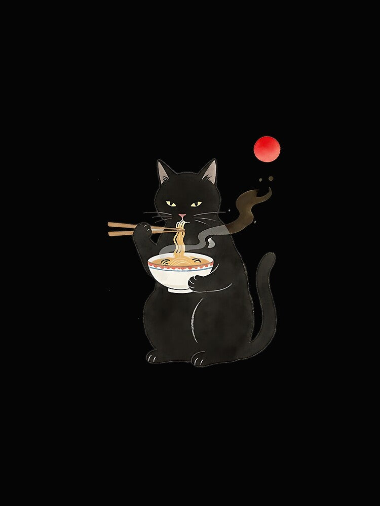 Cat Ramen Vintage Japanese Noodle Art by MOHITSALVI