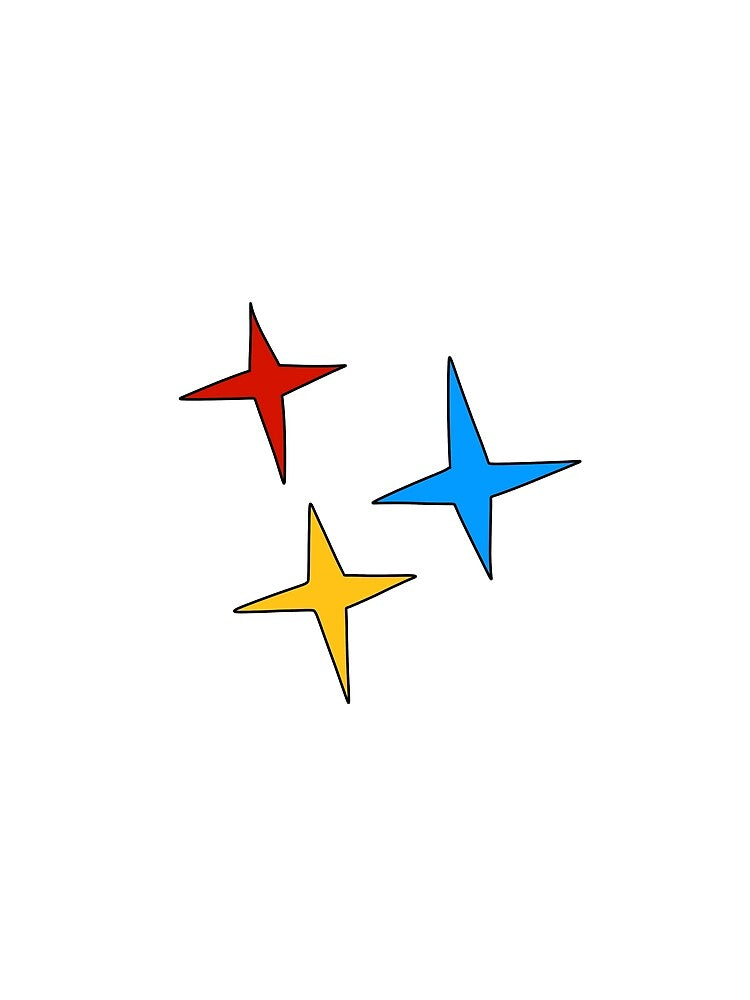 Retro Multicolor Sparkle Stars Red Blue Yellow Magic Sparkles Art by somimalikkk