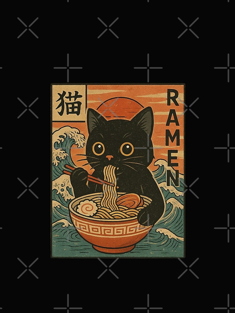 Ramen Cat Japanese Retro Style Noodle Lover by Alex Songs
