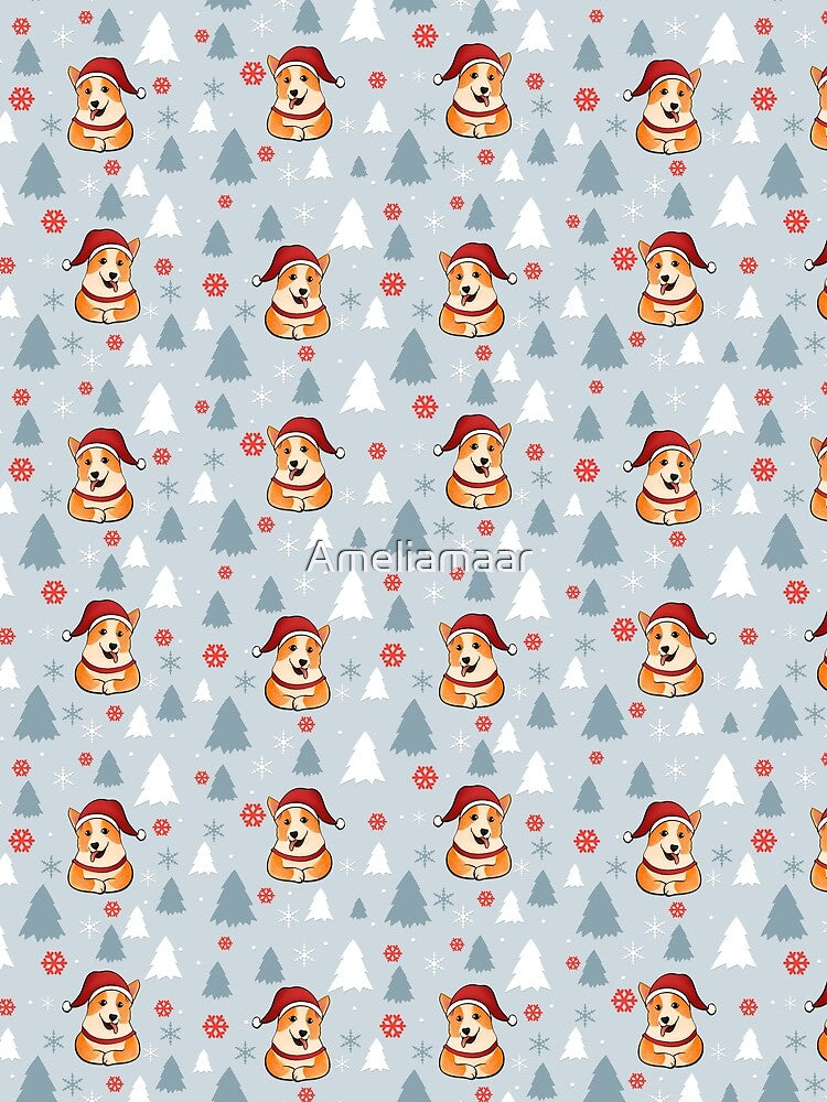Cute Corgi Christmas Hat Pattern by Ameliamaar