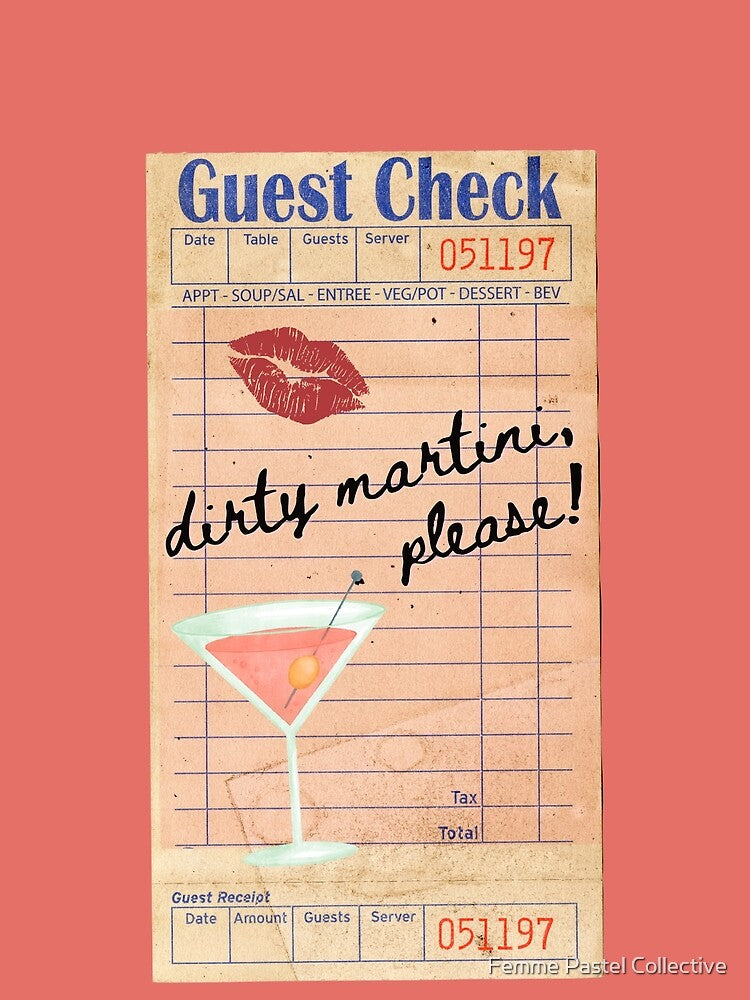 Dirty Martini Please Y2k Pink Guest Check Print by Femme Pastel Collective