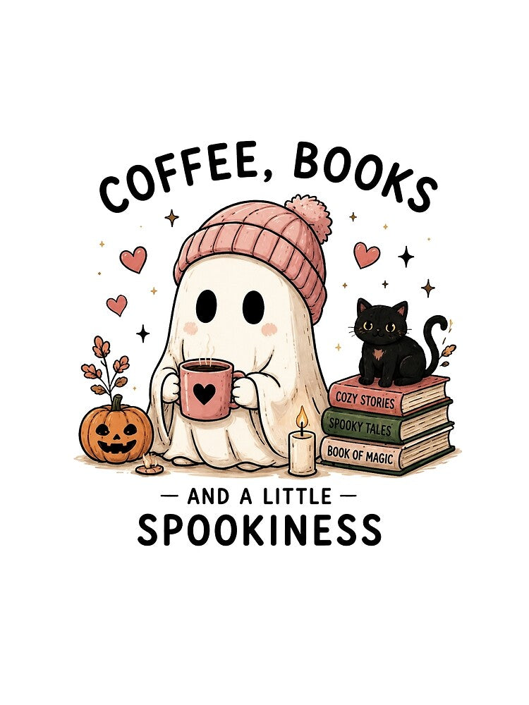 Cute Ghost Coffee Books and a Little Spookiness | Cozy Halloween Reading Design by 1234saad