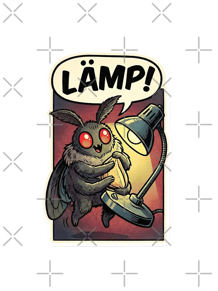 Retro Comic Mothman Lamp Lover Funny Cryptid Illustration by StickyGuys