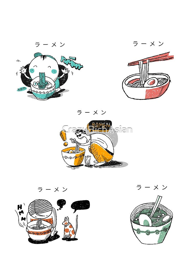 Retro Ramen & Ramen Noodle Soup Sticker Pack - Ramen Foodie by CrazyBichAsian