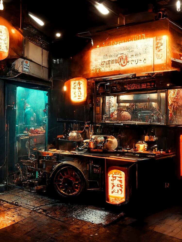 Noodle Spot - Cyberpunk Cityscapes by ArkMinted