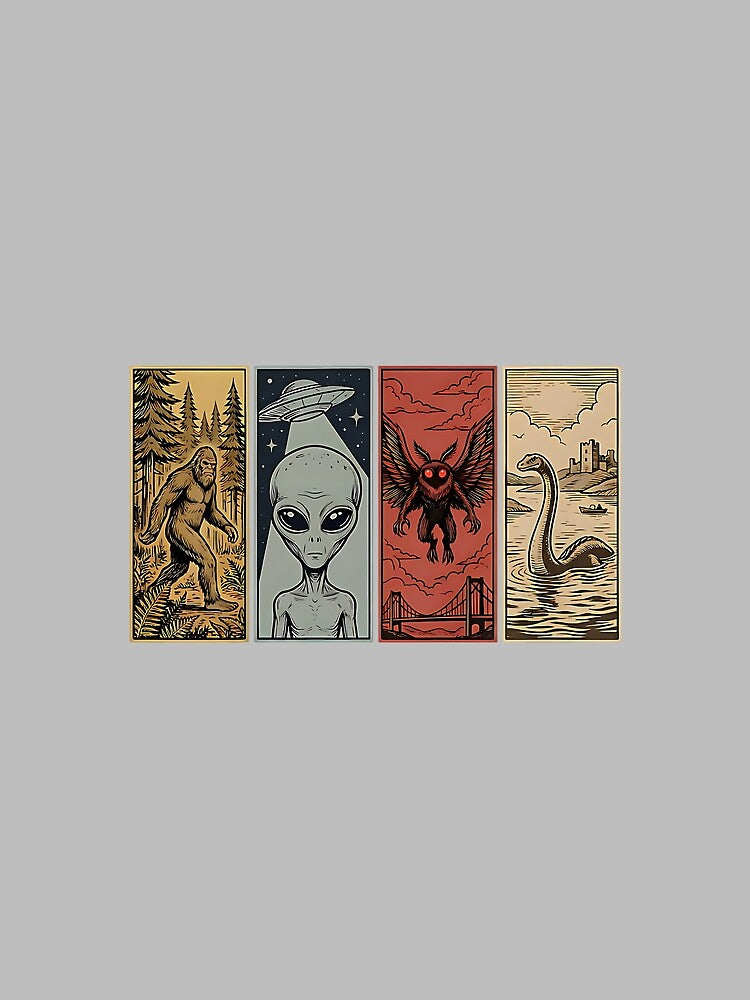 Retro Monster Loch Ness Mothman Bigfoot Alien Funny Cryptid by ArleneRowe