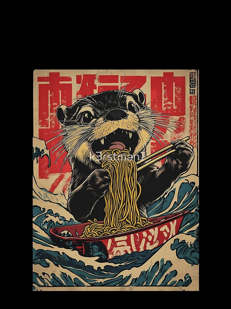 Ukiyo-e Otter Ramen Japanese Wave Foodie by k3rstman1