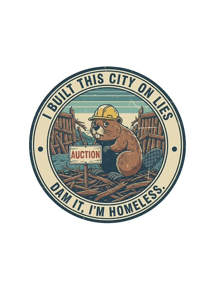 Funny Beaver Homeowner Crisis – Dam It I'm Homeless 90s Vintage Graphic by FakeJoo