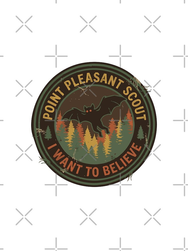 Vintage Mothman Cryptid Hunter Badge - Retro National Park Patch Art by Mdozet