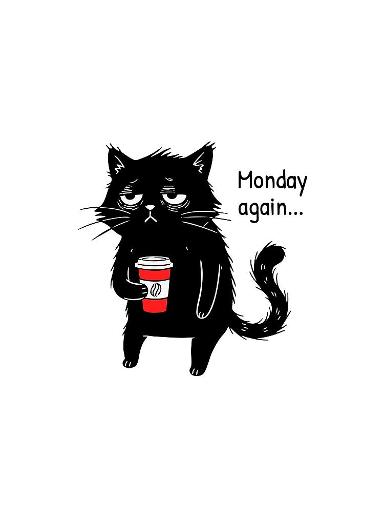 Funny sleepy cat with coffee by threeABinks