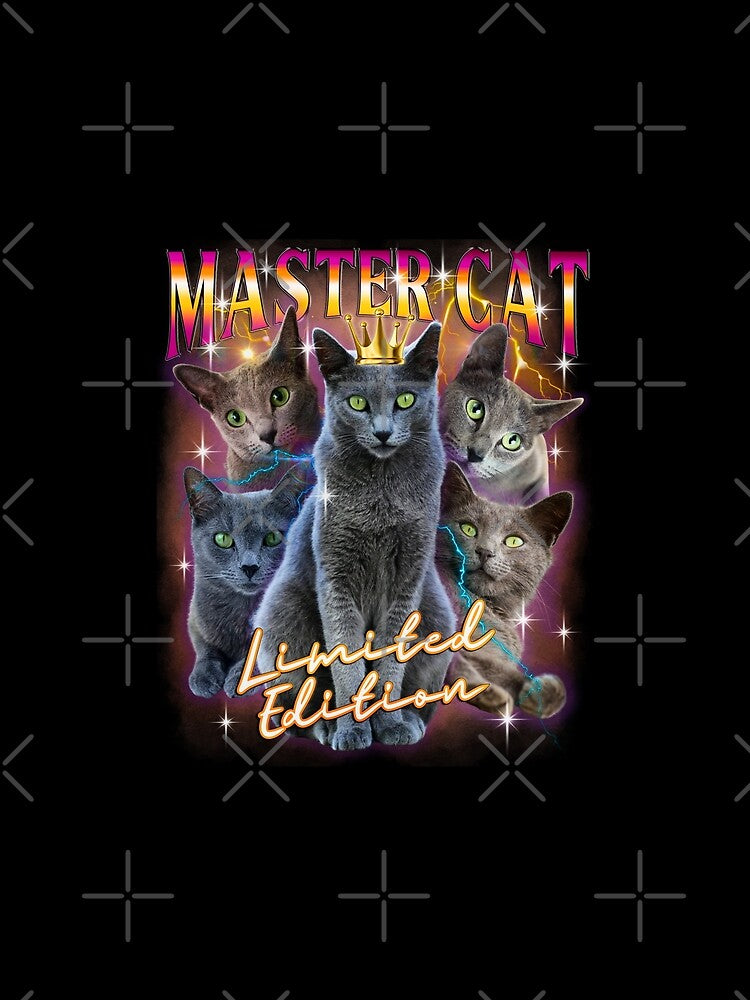 Russian Blue Cat Bootleg Style Funny Cat Vintage Retro Design by Teez Haven