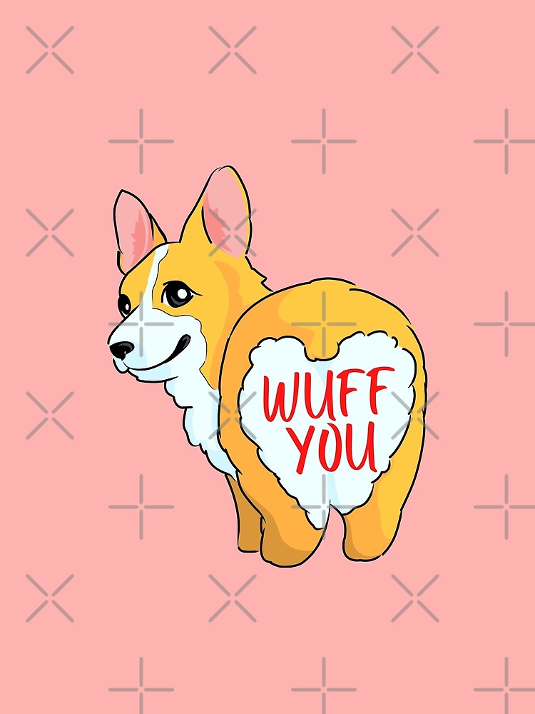 Heart Butt Cute Corgi Says Wuff You Pack of 4s by Cawaiico