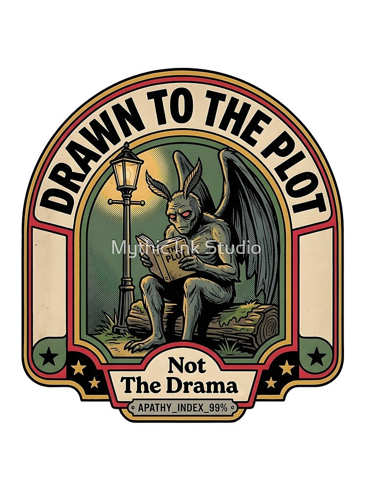 Mothman Bookworm Introvert Comic Art Funny Reader Gift by Mythic Ink Studio