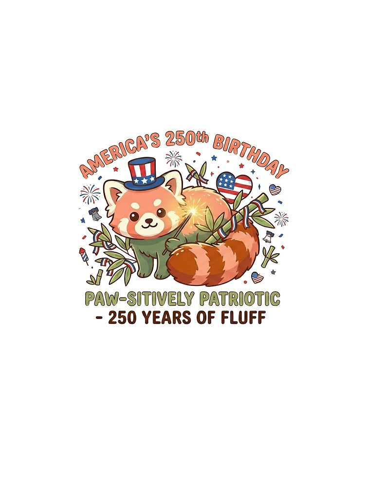 Cute Patriotic Red Panda 250th Birthday USA Celebration Design by Jaroslaw-S