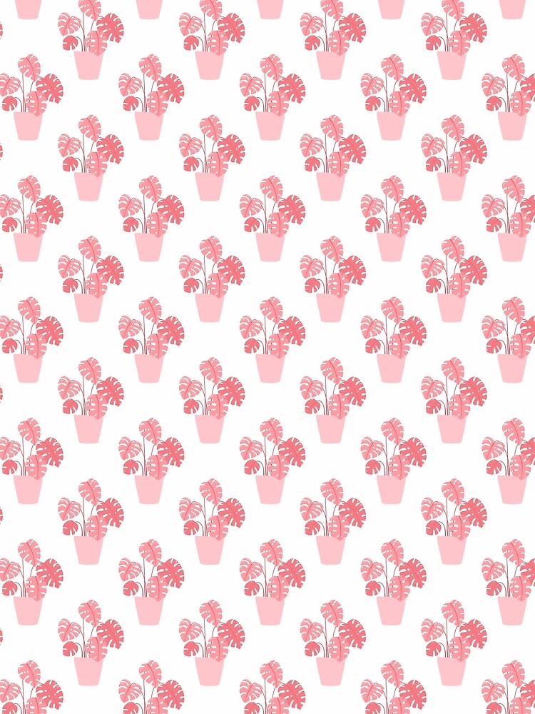 Pink Potted Monstera Pattern by ChaosDesigns876