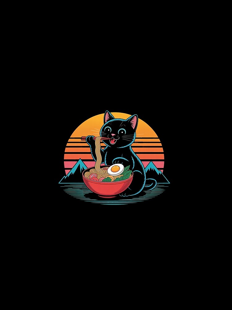 Anime Ramen Cat Retro Japanese by HollyBellArtSte