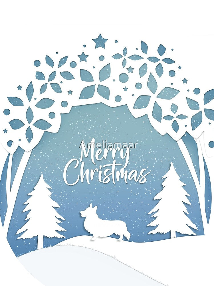 Corgi Christmas Snow Silhouette by Ameliamaar