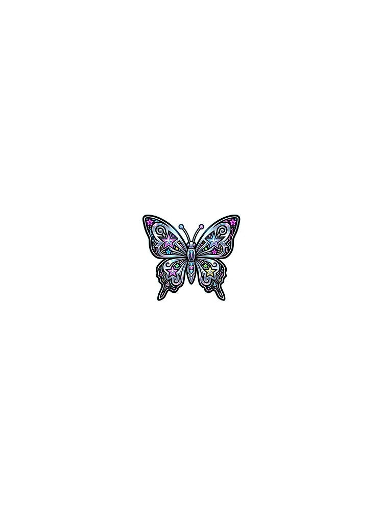 Y2K Retro Neon Butterfly Star Aesthetic Sticker by UrbanVoid Studio