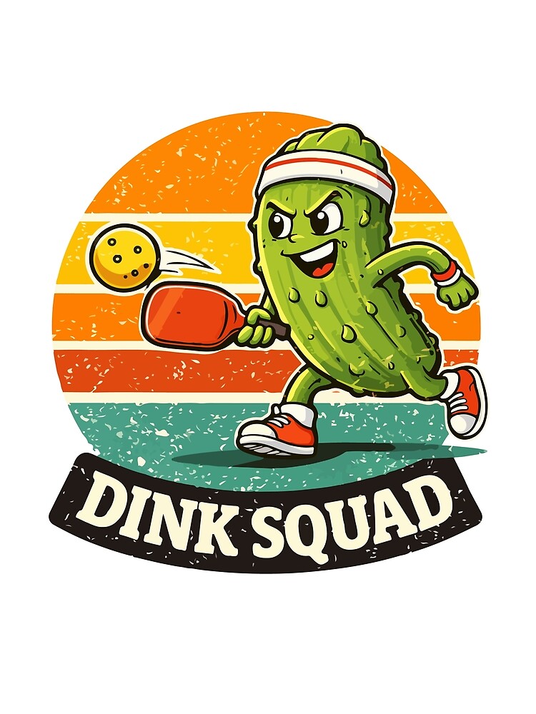 Dink Squad Pickleball – Funny Pickle Character Retro Sunset by JoyverseStudio