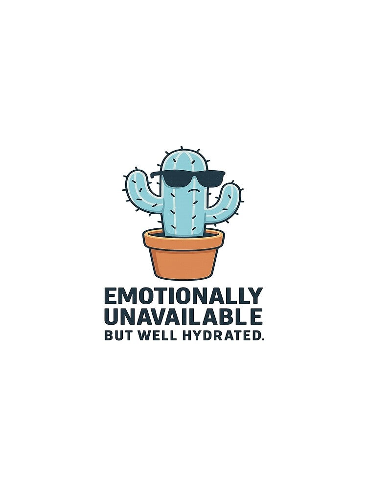 Emotionally Unavailable... But Well Hydrated – Funny Cactus Quote by darkan1