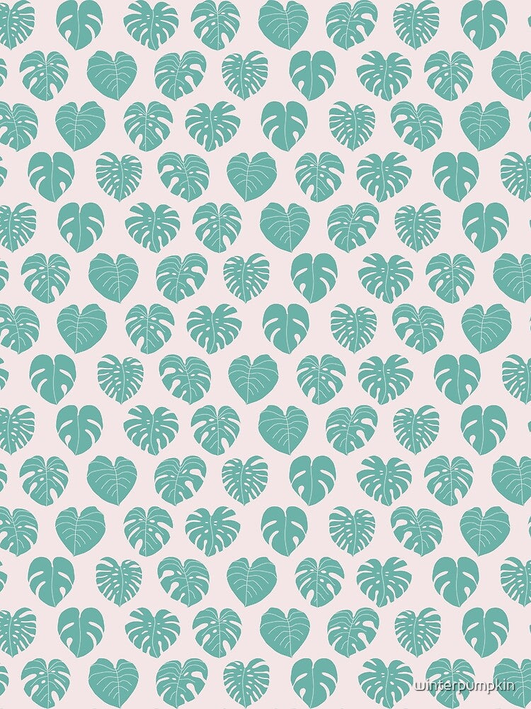 Pink and Green Monstera Leaves Pattern by winterpumpkin