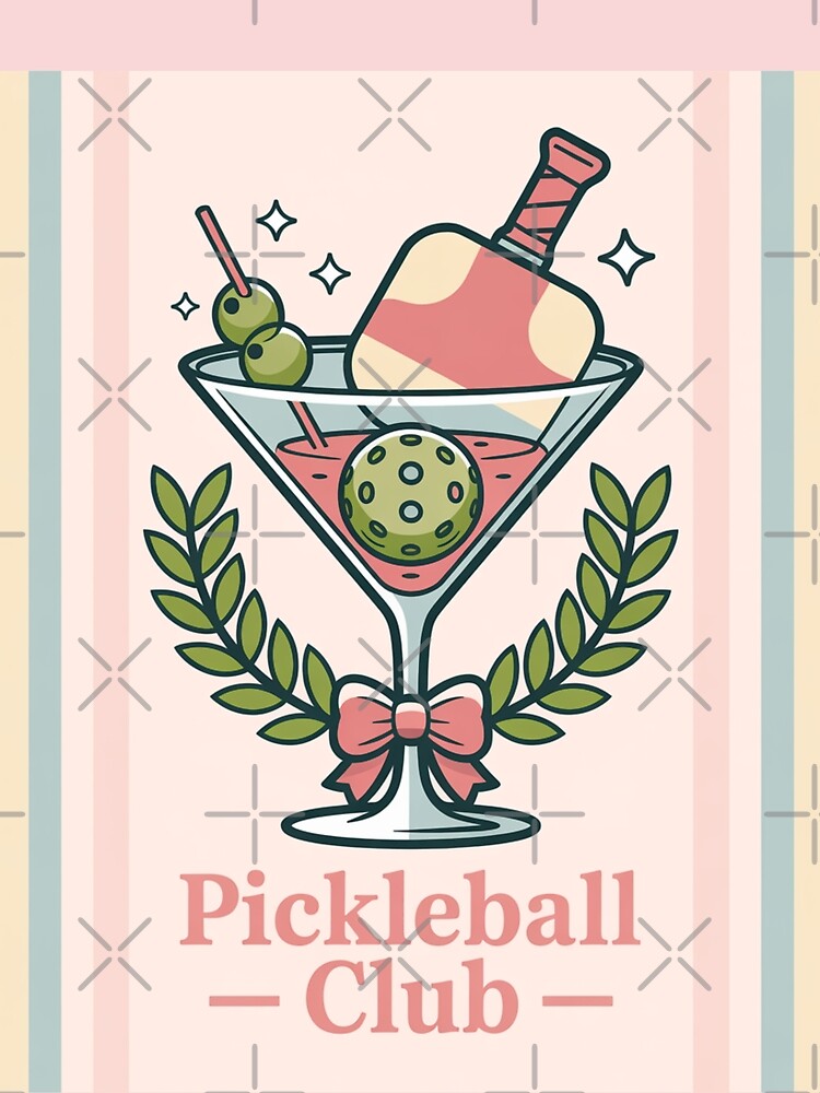 Preppy Pickleball Social Club Summer Pastel Art by Wennebabs