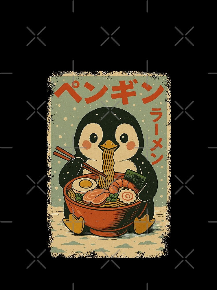 Kawaii Penguin Ramen Noodles Cute Japanese Winter Retro Vintage Style by Damcoc