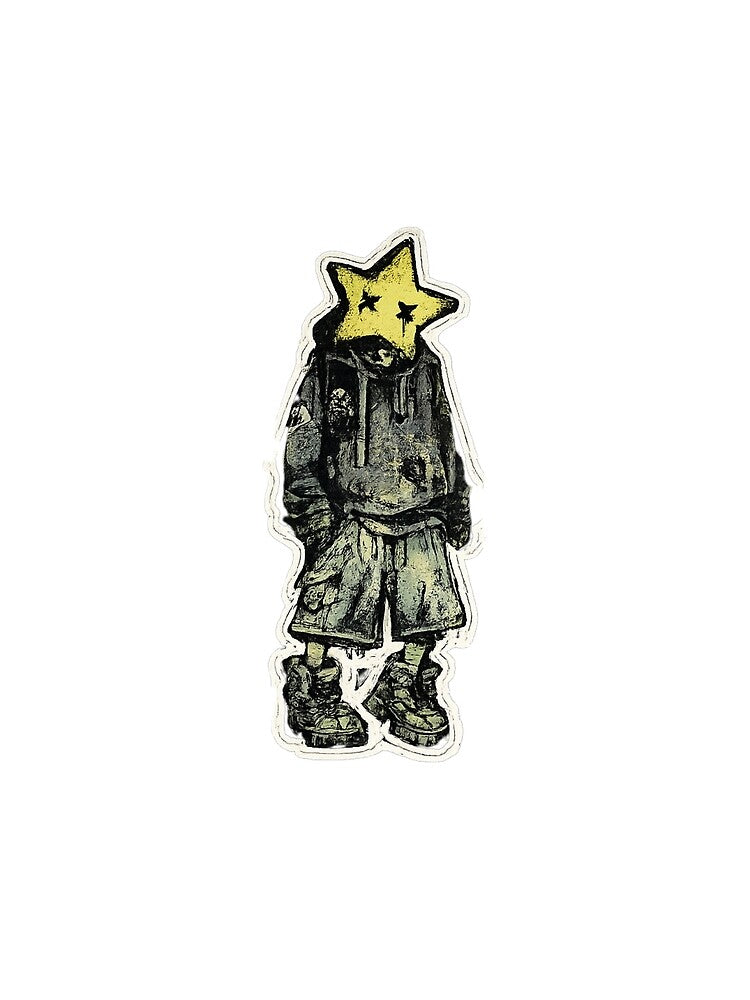 Star Head Grunge Sticker | Weirdcore Y2K Streetwear Figure by Beans' Art Studio