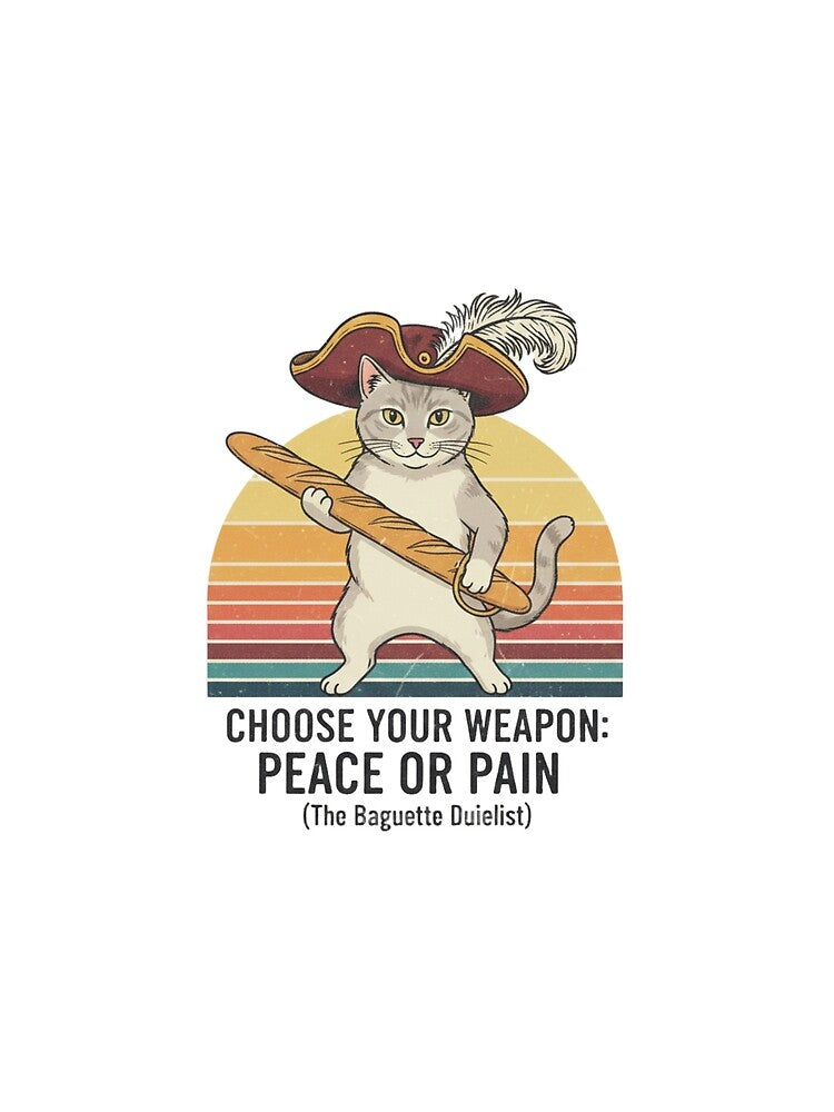 Baguette Duelist Cat – Funny Napoleon Style Baker 90s Vintage Graphic by FakeJoo