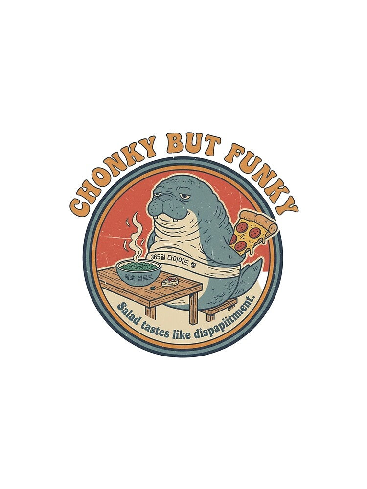 Chonky But Funky Seal – Funny Diet Pizza Lover 90s Vintage Graphic by FakeJoo