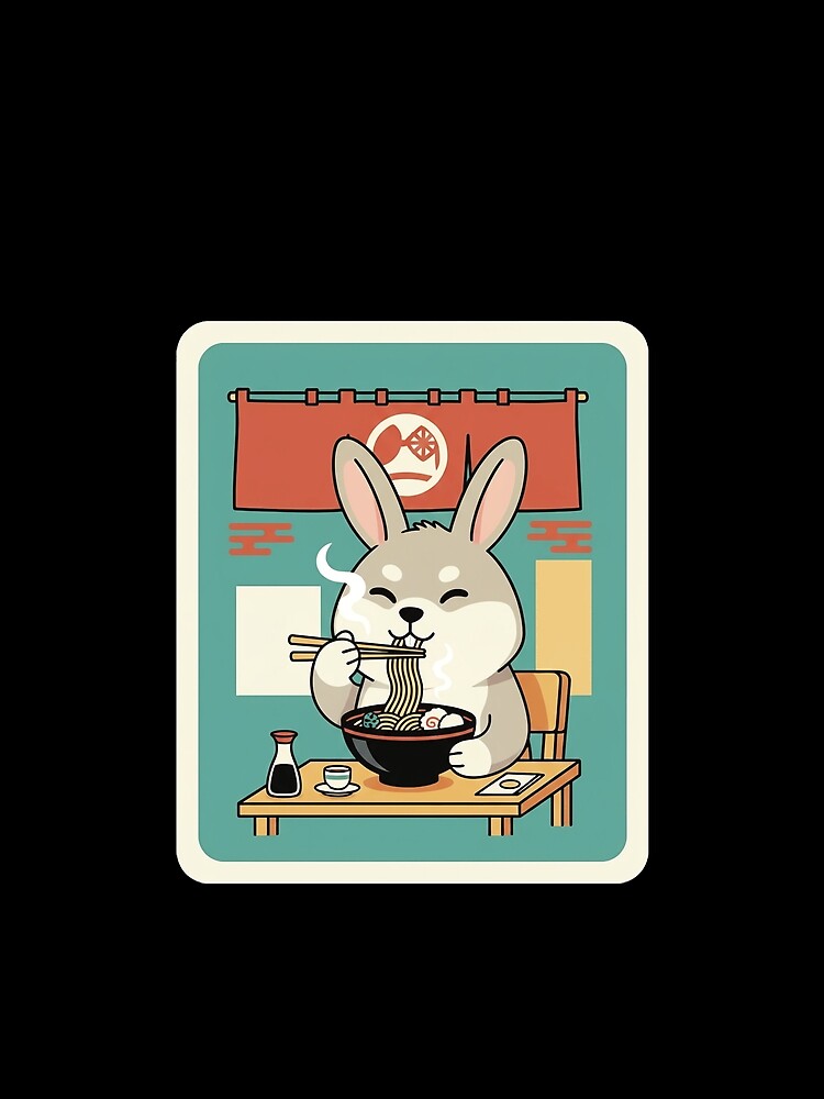 Cute Bunny Ramen Retro Japanese Cafe by JordynLadukeg65