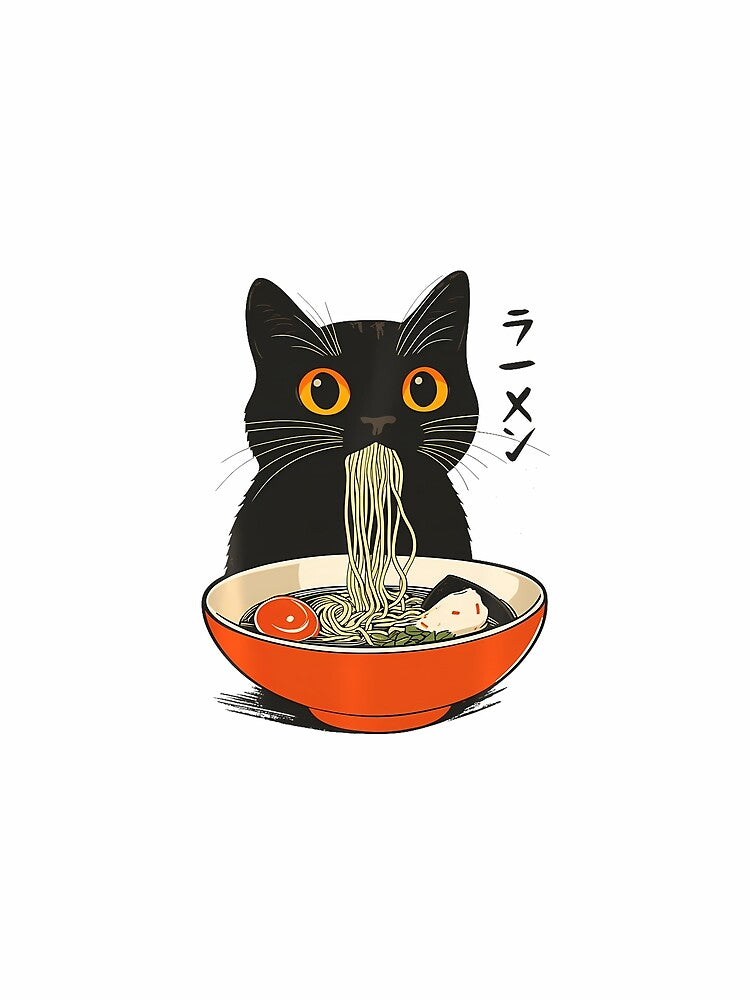 Retro Cartoon Ramen Cat by Imalyanmani