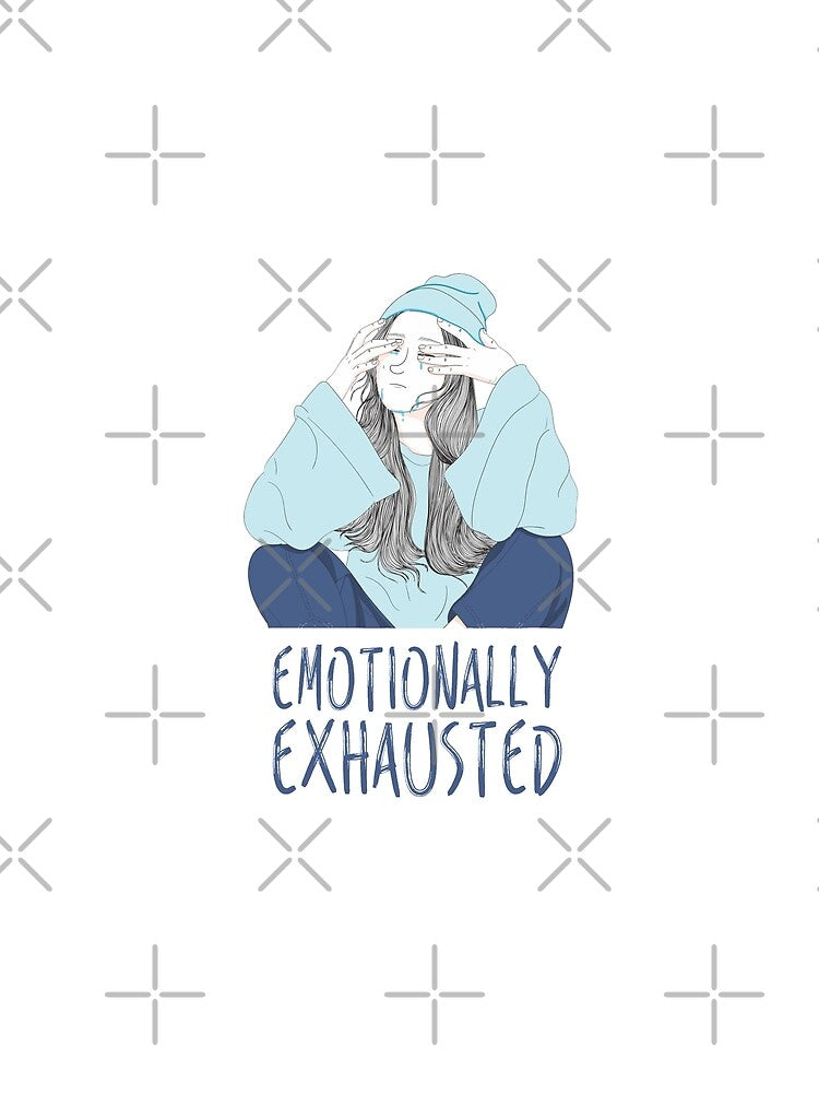Emotionally Tired Girl - Sky Blue On White by crazycollective