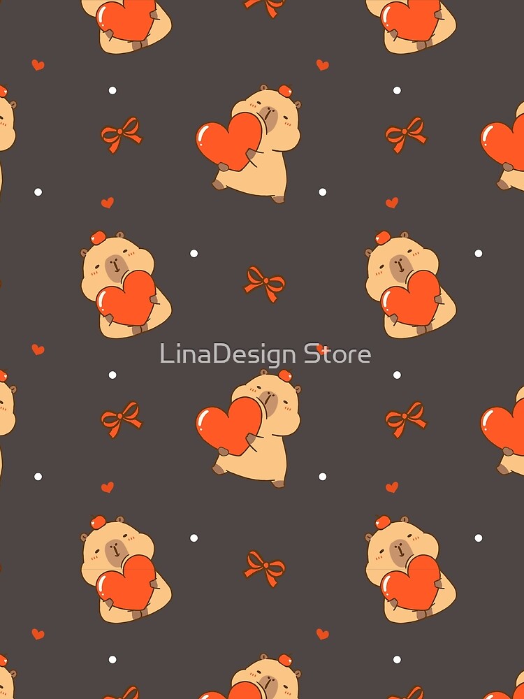 Cute Bear Holding Heart Seamless Pattern | Kawaii Valentine Teddy Design by LinaDesign Store