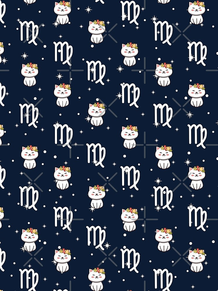 Virgo Cat Blue Pattern by Luan Huynh