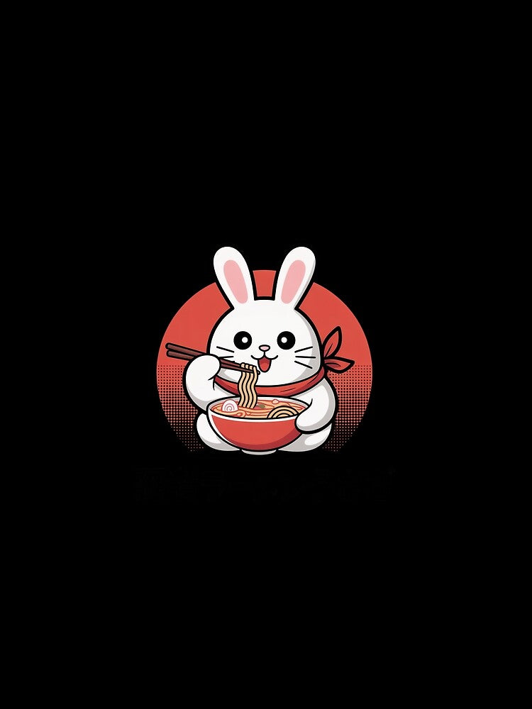 Ramen Bunny Ninja Cute Japanese Retro Kawaii Noodle Design by ColorSplash123