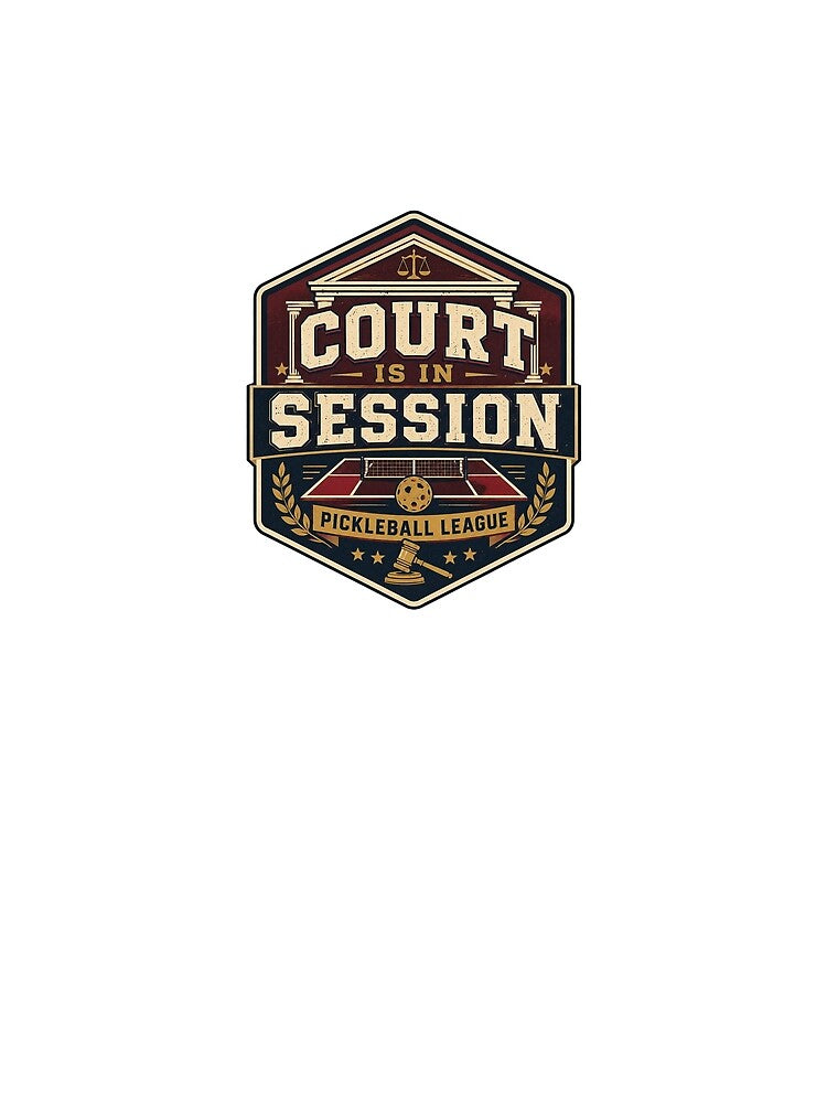 Court Is In Session Vintage Pickleball League Badge Design by Soft Panic Studio