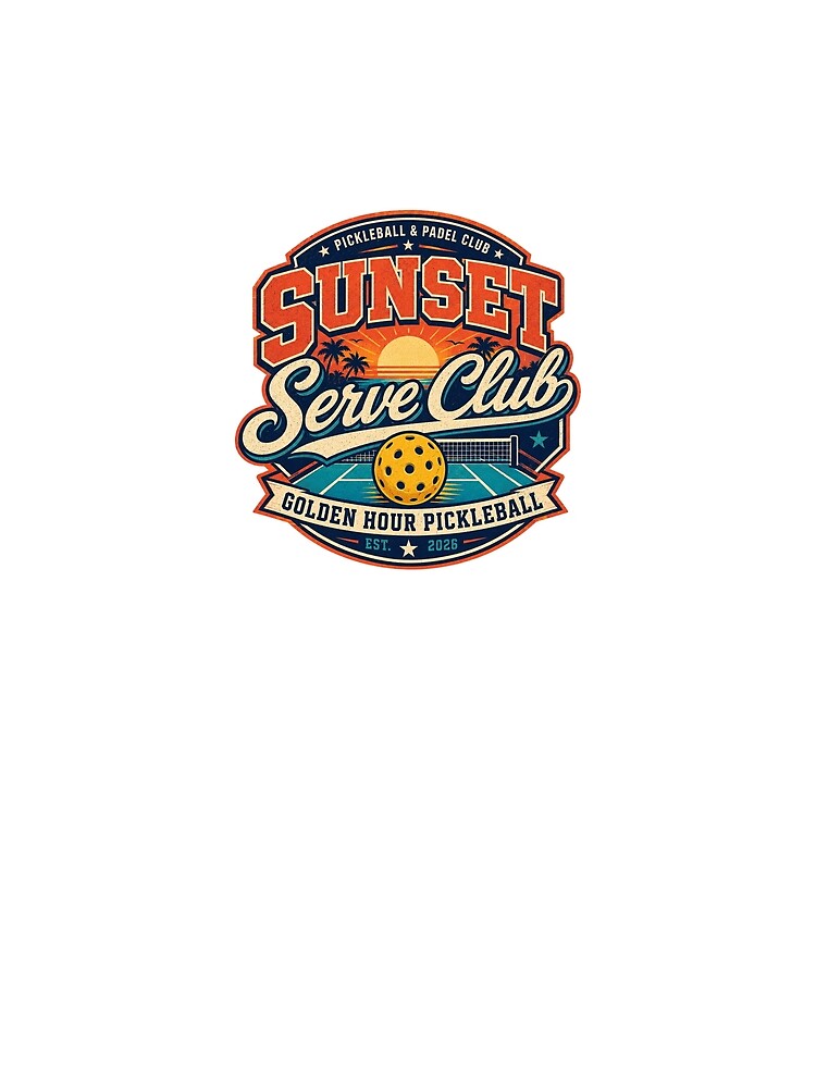 unset Serve Club Golden Hour Pickleball Vintage Sports Design by Soft Panic Studio